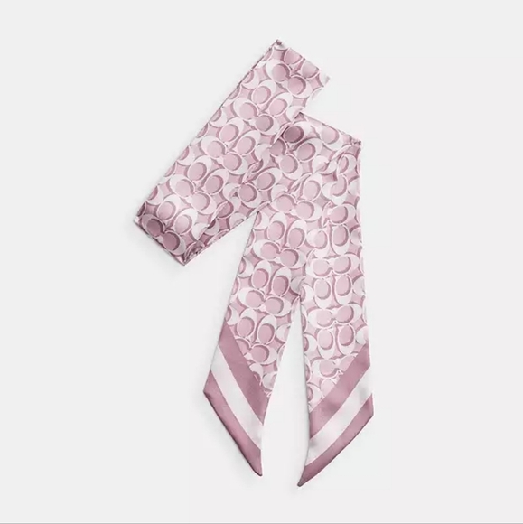Coach Accessories - Coach Signature Print Silk Skinny Scarf in Lilac